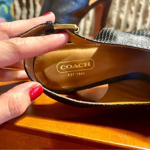 Coach "Brina" Snakeskin Peep-Toe Slingbacks Women’s Size 8 - Picture 3 of 12